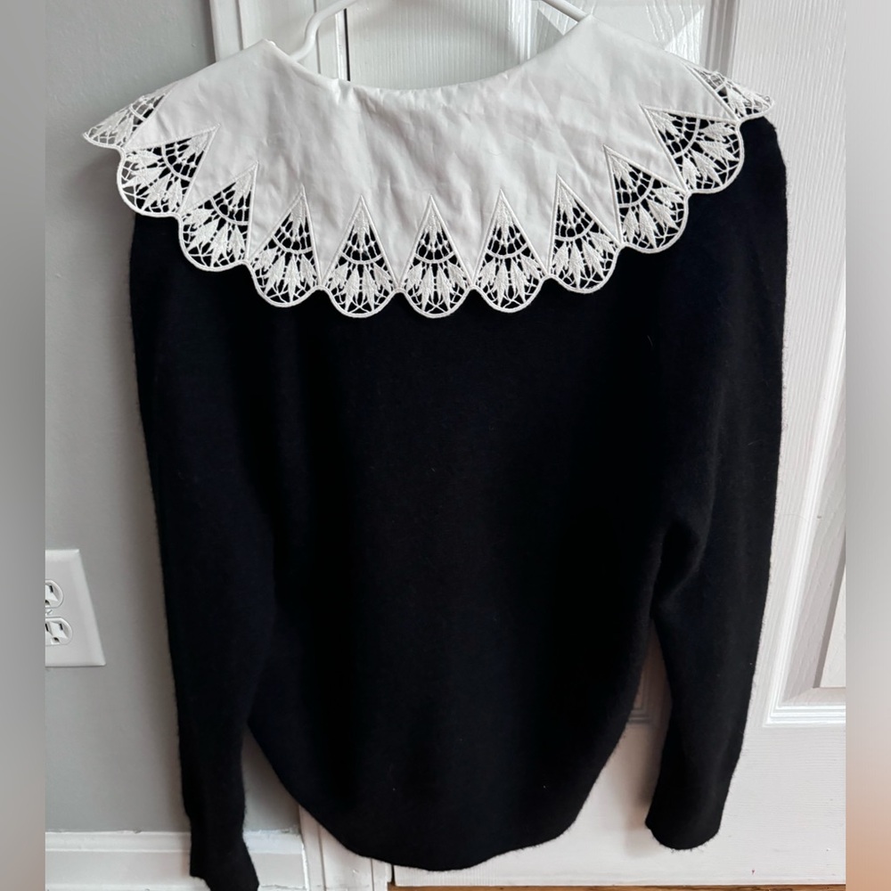 Sandro Lena Poplin Collar Sweater - Picture 6 of 6